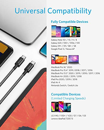 Anker USB C to USB C Cable, 100W Fast Charging Cable(1-Pack, 10 ft, Black) - color: Black, size: 10ft