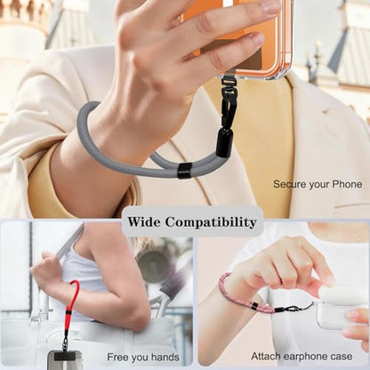 Phone Lanyard, 2 Pack Adjustable Cell Phone Lanyard Hand Phone Wrist Strap with Tether Tabs for Smartphones - color: Grey