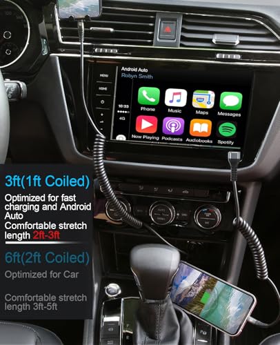 KIYODA USB C to C Cable for CarPlay/Android Auto 3FT 90 Degree USB C Cable - color: Grey, size: 3FT