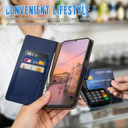 Wallet Case for Samsung Galaxy A17 5G, Blue | RFID-Blocking Card Holder, Kickstand, Magnetic Closure, PU Leather Folio Flip Cover, Protective Women Men Cases - color: Blue, size: SamsungGalaxy A17