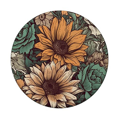 Western Boho Leopard Sunflowers Cactus Rodeo Cowgirl Girl PopSockets Adhesive PopGrip - style: Adhesive PopGrip