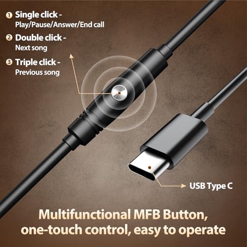 USB C Headphones Wired with Comfortable Ear Pads, Over Ear Bass HiFi Sound Foldable Travel Headphone, Durable Metal Frame, Compatible with iPhone 17/16/Samsung Galaxy S25/S24 Google Pixel 9 - Black - color: Silver