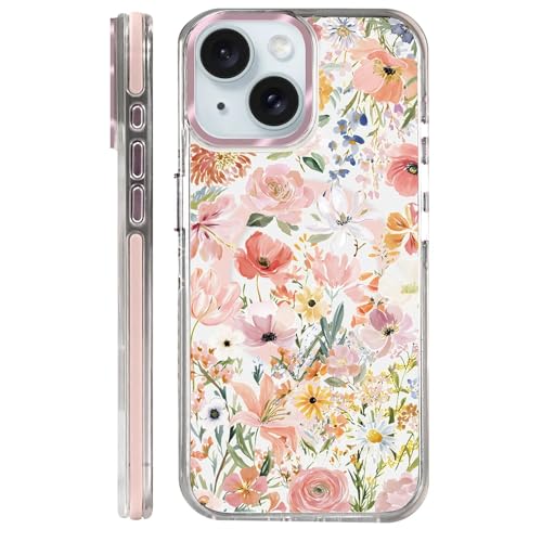 Clear Magnetic Case for iPhone 15, Slim Anti-Yellow Transparent Cover, Military Grade Protection, Phone Cases for iPhone 15, Spring Floral - color: A Spring Floral, size: Iphone 15