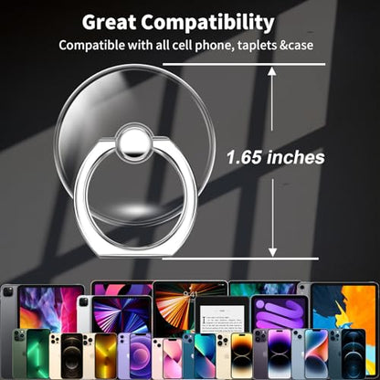 TACOMEGE Clear Cell Phone Ring Grip Holder Kickstand, 2 Count