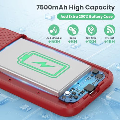 Feob Battery Case for iPhone 11/XR, [2026 Upgraded] 7500mAh Slim Portable Smart Charging Case Rechargeable Protective Extended Charging Cover for iPhone 11/XR-Red - color: Red