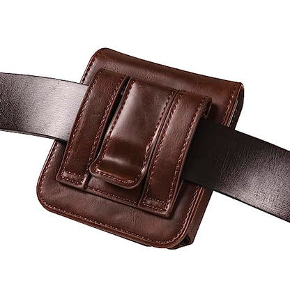 Leather Mobile Phone Holster Compatible with Samsung Galaxy Z Flip 8/7/6/5/4/3, Flip Smartphone Waist Bag with Belt Loop Compatible with Motorola RAZR 70 60 50 40 Ultra/RAZR+/Pura X/P50 Pocket - color: Coffee