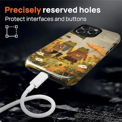 Magnetic for iPhone 15 Pro Max Case,[Compatible with Magsafe] Dual Layer Protective Heavy Duty Shockproof Rugged Drop Protection Bumper Hybrid Case - Rain Frog and Toad - color: Rain Frog and Toad, size: iPhone 15 Pro Max