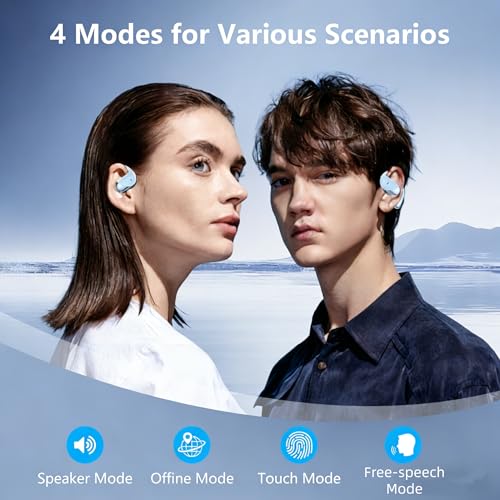 Open Ear Wireless Earbuds Headphones, Bluetooth Built-in Mic,Waterproof, LED Display Charging Case,on Ear Hooks Clip Ear Buds，Ultra-Comfort Earphones Design for Walking/Running/Sport