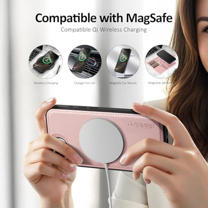 Shieldtop Compatible with MagSafe iPhone 17e / 16e Wallet Case,Rose Gold | 2 in 1 Detachable Magnetic,Credit Card Holder Slots,RFID Blocking,PU Leather,Kickstand,Flip Folio Phone Cover for Men & Women - color: Rose Gold