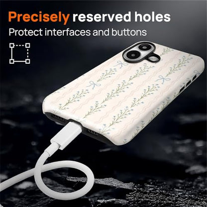 Magnetic for iPhone 16 Plus Case,[Compatible with Magsafe] Dual Layer Protective Heavy Duty Shockproof Rugged Drop Protection Bumper Hybrid Case - Blue Bow Stripes - color: Blue Bow Stripes, size: iPhone 16 Plus