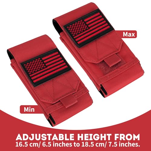 Dual Tactical Phone Pouch Molle Phone Holster Double Capacity Holder Universal Utility EDC Pouch for iPhone 17 Pro Max/17 Pro/16 Pro Max/16 Pro/15 Pro Max/15 - color: Red