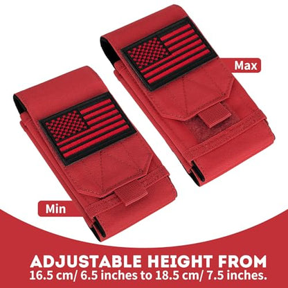 Dual Tactical Phone Pouch Molle Phone Holster Double Capacity Holder Universal Utility EDC Pouch for iPhone 17 Pro Max/17 Pro/16 Pro Max/16 Pro/15 Pro Max/15 - color: Red