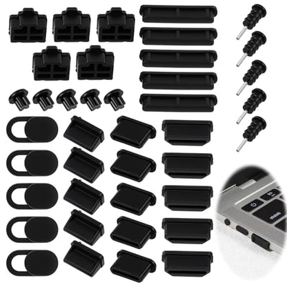 40 Pcs 8 Types USB Port Cover, Silicone USB Port Caps