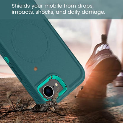 MXX Case for iPhone 16e & iPhone 17e, 3-Layer Heavy Duty Protective Cover, [Compatible with MagSafe] Shockproof Dustproof Drop Resistant Phone Case Turquoise/Teal Blue - color: Turquoise