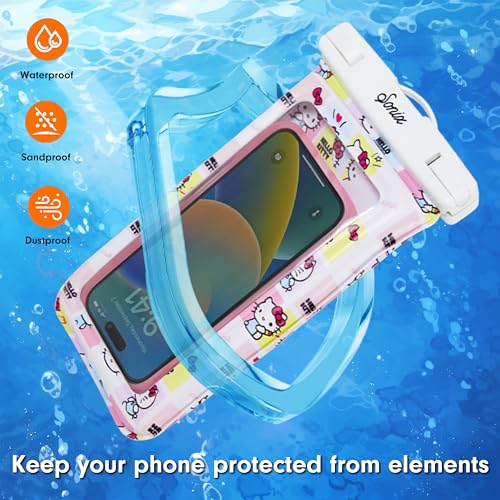 Sonix x Sanrio Waterproof Phone Pouch - Floating Phone Case Dry Bag w/Crossbody Lanyard - Beach Cruise Travel Essentials - Compatible w/All Devices, Touchscreen Friendly | Hello Kitty Grid - color: Hello Kitty Grid