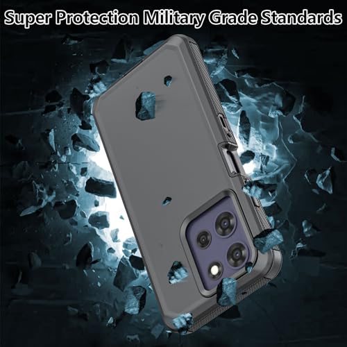 Shockproof Phone Case for Motorola Moto G Power 5G 2025/Moto G Play 2025 with Belt Clip Holster,Rugged Full-Body Protective Case Cover with Kickstand & Holster (Black) - color: Black