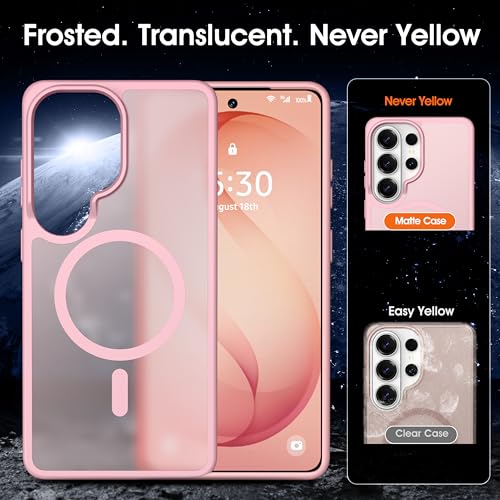 Oterkin Magnetic Samsung Galaxy S26 Ultra Case, Light Pink | Matte, Compatible with MagSafe, Frosted Translucent, Shockproof Anti-Scratch Slim Fit, Military Grade Protection - color: S26 Ultra-Light Pink, size: Galaxy S26 Ultra Case 6.9''