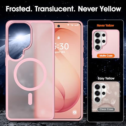 Oterkin Magnetic Samsung Galaxy S26 Ultra Case, Light Pink | Matte, Compatible with MagSafe, Frosted Translucent, Shockproof Anti-Scratch Slim Fit, Military Grade Protection - color: S26 Ultra-Light Pink, size: Galaxy S26 Ultra Case 6.9''