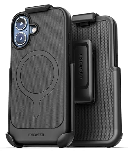 Encased Thin Armor for iPhone 17 Case with Belt Clip Holster | Slim Flexible TPU Cover (Compatible with MagSafe) Black - size: iPhone 17