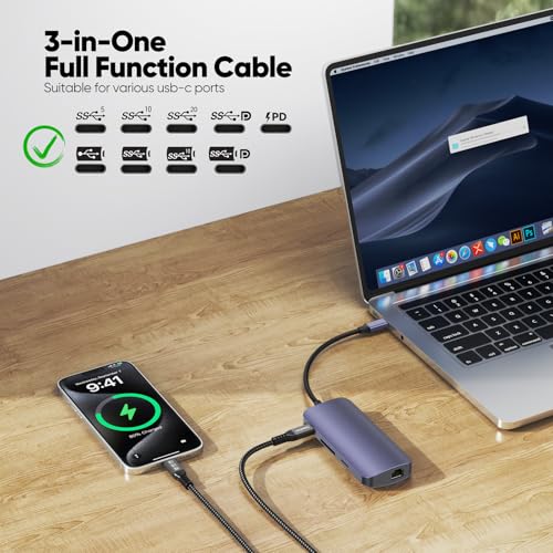 USB C Monitor Cable 6Ft, 4K@144Hz Video Display /20Gbps Data /100W Charge - size: 6ft