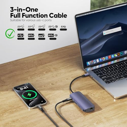 USB C Monitor Cable 6Ft, 4K@144Hz Video Display /20Gbps Data /100W Charge - size: 6ft