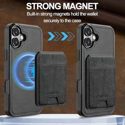 L3 2 in 1 Detachable Leather Wallet and Phone Cases Compatible with iPhone 17 Case with Card Holder RFID Blocking, Compatible with Magsafe Charging 6.3 Kickstand (Black, IP 17) - color: Black, size: 6.3 inches