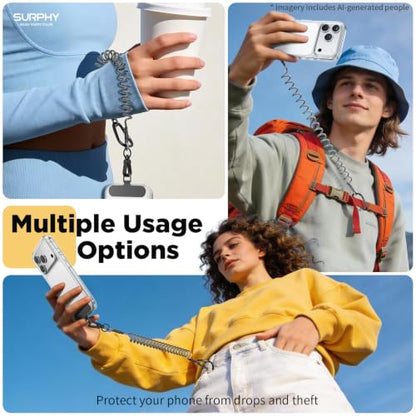 SURPHY Anti Theft Phone Strap, Phone Lanyard, Sturdy Steel Wire Keychain - color: Black & Black