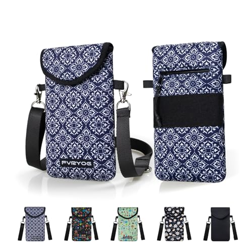 Neoprene Phone Sleeve Pouch Case Bag for Men Women w/Crossbody Strap/Neck Lanyard for iPhone 17/16/15/14 Pro Max, Samsung S25，Pixel 10 - color: Dark Blue Cell Phone Sleeves