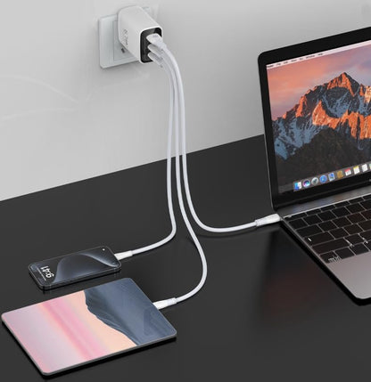Fast 67W Dual USB-C Plus USB-A Charger - GaN Power Delivery - Fast Compact Power Adapter for Laptops, Smart Phones, Tablets and Thousands of Other Devices (Black, 67W) - color: Black, size: 67W
