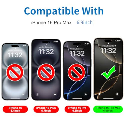 Mothca Matte Glass Full Coverage Screen Protector for iPhone 16 Pro Max 6.9-inch, Anti-Glare Anti-Fingerprint Black Edge Tempered Glass Film with Easy Installation Tool, Case Friendly, Smooth as Silk - size: iPhone 16 Pro Max-6.9 Inch