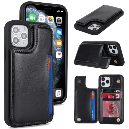 iCoverCase Compatible with iPhone 11 Pro Phone Case with Card Holder, Wallet Case for Women Men RFID Blocking PU Leather Protective Case 5.8 Inch (Black) - color: Black