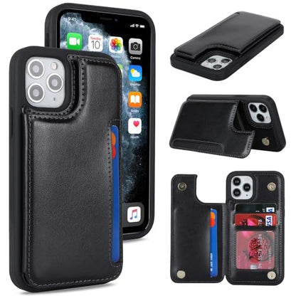 iCoverCase Compatible with iPhone 11 Pro Phone Case with Card Holder, Wallet Case for Women Men RFID Blocking PU Leather Protective Case 5.8 Inch (Black) - color: Black