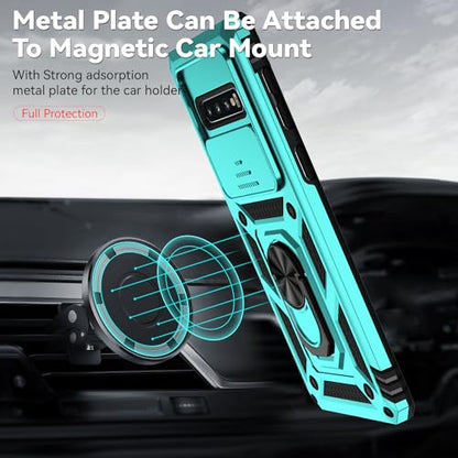 for Samsung Galaxy S10 Plus Case with Camera Lens Cover HD Screen Protector, Military-Grade Drop Tested Magnetic Ring Holder Kickstand Protective Phone Case for Samsung Galaxy S10+ Plus (Mint) - color: Mint with camera cover Military-Grade 2nd gen