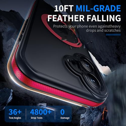 Strong Magnetic Case for iPhone 16 [5X Military-Grade Protection] Compatible with fit MagSafe Shockproof Slim Thin Cover 6.1 inch 16 Phone case, Red Bumper - color: A6-Red Bumper, size: iPhone 16(6.1")