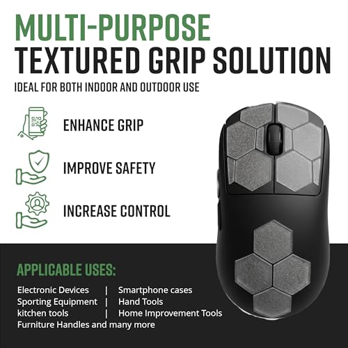 Dragon Grips Clear Rubber Grip Tape - 25 Precut 1" Hex Griptape Stickers (Pack of 1), Non-Slip Adhesive for Cell Phones, Controllers, Guns, and Mouse Grip Tape, Rubberized Durable Texture, Made in USA - color: Clear, size: 1" - 25pc 1 pack