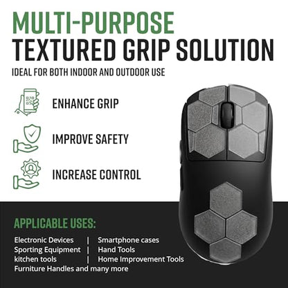 Dragon Grips Clear Rubber Grip Tape - 25 Precut 1" Hex Griptape Stickers (Pack of 1), Non-Slip Adhesive for Cell Phones, Controllers, Guns, and Mouse Grip Tape, Rubberized Durable Texture, Made in USA - color: Clear, size: 1" - 25pc 1 pack