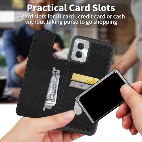 for Motorola Moto G Power 5G 2024 6.7" Wallet Case with Credit Card Holder, Shockproof Protective Kickstand Credit Card Slot Holder Flip Soft PU Leather Cover, Moon Flower - color: Moon Flower