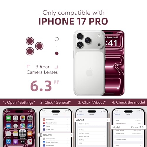 BERFY for iPhone 17 Pro Case, Compatible with MagSafe, Built-in Glass Screen Protector, Camera Protection, Shockproof Full Body Phone case 6.3", Clear Bright Pink