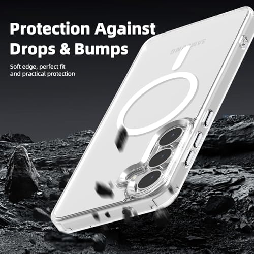 Lunivop for Samsung Galaxy s25 Case Hard [Compatible with Magsafe Wireless Charging] Yellowing Resistant Magnetic Cover Clear para S 25 6.2'' 5G 2025 Rugged Best Phone Cases Clear - color: Clear, size: Compatible with Samsung Galaxy S25