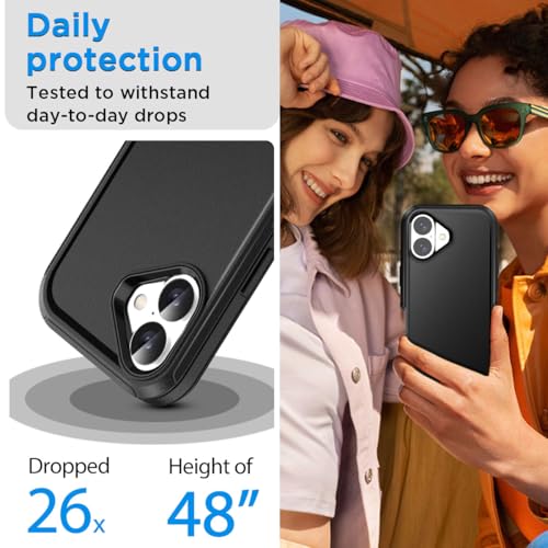 AICase for iPhone 16 Plus Case(6.7") with Belt Holster+Glass Screen Protector,Heavy Duty Drop Protection Full Body Rugged Shockproof/Dust Proof Military Protective Tough Durable Men Wome 6.7" 2024 - color: Black+Belt Clip+Protector