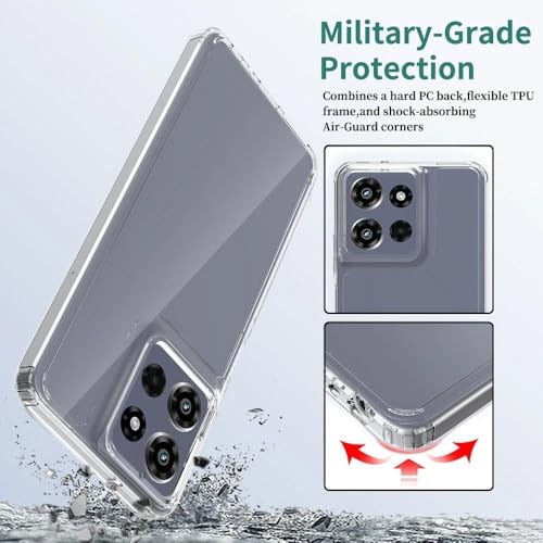 for Moto G Power 5G 2025 Case Crystal Clear Slim Hard Case Hybrid Shockproof Bumper with Tempered Glass Screen Protector Full Body Anti-Yellow Anti-Scratch Phone Protective Cover - color: Moto G Power 5G 2025