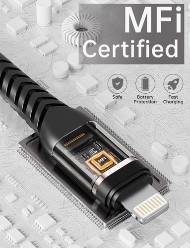 iPhone Charger Fast Charging [MFi Certified] Lightning Cable 10FT, 3Pack - color: Black, size: 10FT, style: USB A to Lightning
