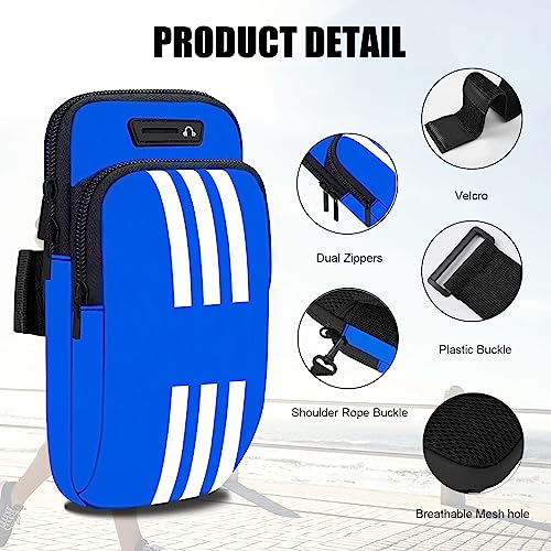 Phone Holder for Running Armband Small Crossbody Bags for Women Men Kids,iPhone 11 12 13 14 15 16 17 Pro Max Xs 16e XR X 8 Plus SE Mini Pouch,Samsung Galaxy Ultra Edge S26 S25 Note 20 Arm Bag - color: 03-Blue with Crossbody Strap&Hook
