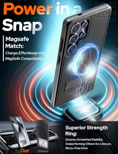 Designed for Samsung Galaxy S25 Ultra Case with Belt Clip Holster | Rugged Cover with Strong Magnet & Kickstand Heavy Duty Combo - Black - color: Black