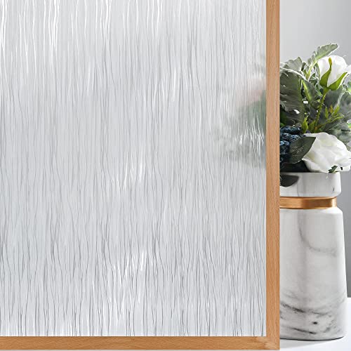 VELIMAX Frosted Window Privacy Film Non Adhesive Window Cling Removable Glass Covering Clear Water Opaque Window Film for Home Anti UV 17.7x78.7 inches - color: Translucent, size: 17.7"x78.7" (45x200cm)
