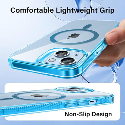 Supdeal Magnetic Clear Case for iPhone 14 Plus, [Compatible with MagSafe] [Non Slip Bumper & Not Yellowing] Military Grade Shockproof Transparent Silicone Phone Cover, 6.7", Blue - color: Blue, size: iPhone 14 Plus