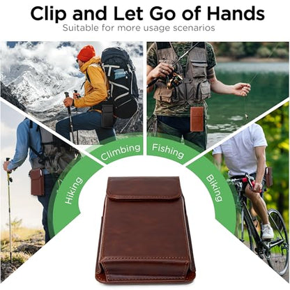 Holster for iPhone 17 Pro Max 16 Pro Max 15 Pro Max 14 Pro Max 13 Pro Max 16 Plus 15 Plus 14 Plus, Premium Leather Pouch with Belt Clip Phone Holster Belt Case, Coffee -L - color: Coffee, size: Large