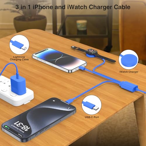 QZIIW 20W Apple Watch Charger,Apple Watch Magnetic Fast Charger USB C Cable - color: Blue