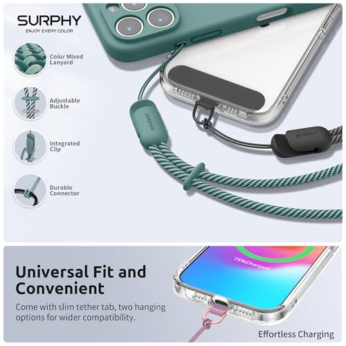 SURPHY 3 Pack Phone Wrist Strap, Phone Lanyard with Cellphone Tether Tab - color: Black & Green & Lilac Purple