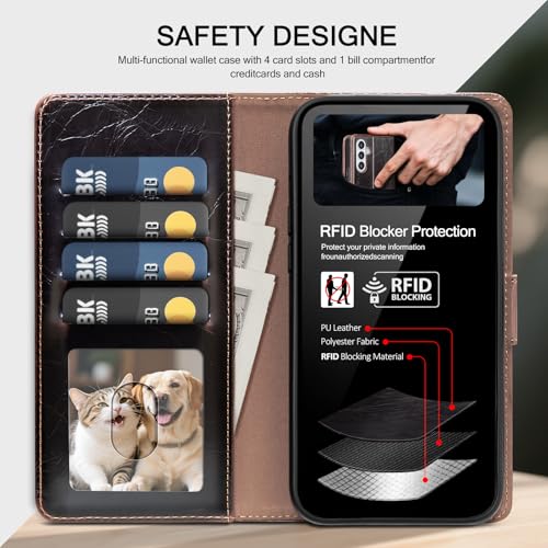 Compatible with Samsung Galaxy S26 Plus Case Wallet with Card Holder [4 Card Slot] Women Men,RFID Blocking PU Leather Phone Case Flip Protector Cover Credit Card Slot Kickstand,Coffee - color: Coffee-U1, size: Samsung Galaxy S26 Plus - 6.7"